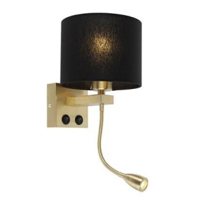 QAZQA Art deco wandlamp goud met zwarte kap - Brescia
