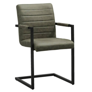 2e Halve Prijs Leen Bakker - Eetkamerstoel Lizzy - Met Armleuningen - Polyester - Groen