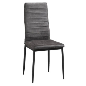 1+1 Gratis Leen Bakker - Eetkamerstoel Rowin - Stof - Antraciet - Metaal/Stof - Grijs - 56x42.5x97 Cm