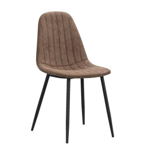 Leen Bakker - Eetkamerstoel Vince - Stof - Cognac - Metaal/Stof - Bruin - 56.5x43.5x88 Cm