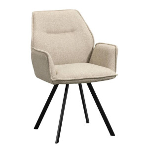 2e Halve Prijs Leen Bakker - Eetkamerstoel Raffy - Zand - Stof - Beige - 63x58x92 Cm