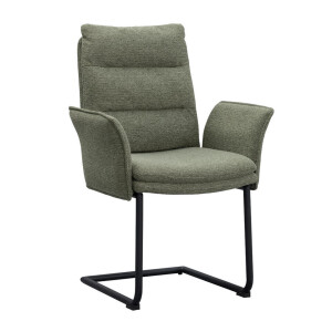 2e Halve Prijs Leen Bakker - Eetkamerstoel Evi - Stof - Groen - 64x64.5x97 Cm