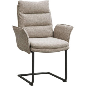 2e Halve Prijs Leen Bakker - Eetkamerstoel Evi - Stof - Taupe - 64x64.5x97 Cm