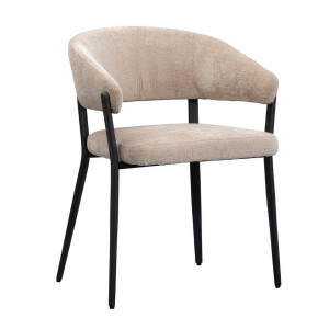 2e Halve Prijs Leen Bakker - Eetkamerstoel Liv - Caramel - Stof - Bruin - 58x59x77 Cm