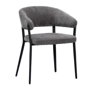 2e Halve Prijs Leen Bakker - Eetkamerstoel Liv - Antraciet - Stof - Grijs - 58x59x77 Cm