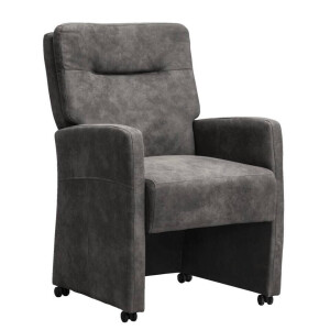 2e Halve Prijs Leen Bakker - Eetkamerstoel Daniel - Antraciet - Stof - Grijs - 71x60x95 Cm