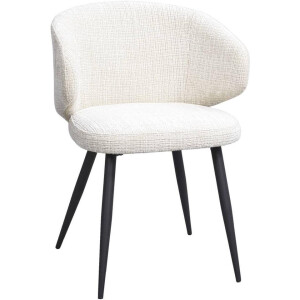 2e Halve Prijs Leen Bakker - Eetkamerstoel Demi - Stof - Crème - 57x57x78 Cm