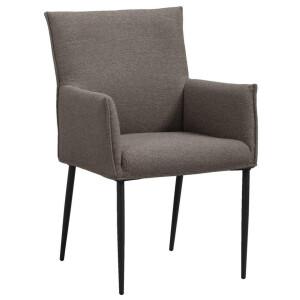 2e Halve Prijs Leen Bakker - Eetkamerstoel Teun - Stof - Taupe - 58.5x64x91.5 Cm