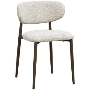 2e Halve Prijs Leen Bakker - Eetkamerstoel Tibor - Stof/Metaal - Beige - 50x44x75 Cm