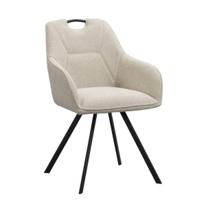 Leen Bakker - Eetkamerstoel Jesse Met Armleuning - Bouclé - Zand - Teddy/Stof - Beige - 63x57x88 Cm