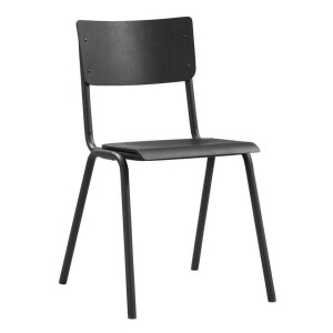 2e Halve Prijs Leen Bakker - Eetkamerstoel Oscar - Hout - Hout/Metaal - Zwart - 53x46x80 Cm