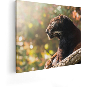 Artaza Canvas Schilderij Zwarte Panter Vanaf De Zijkant - 100x80 - Groot - Foto Op Canvas - Canvas Print