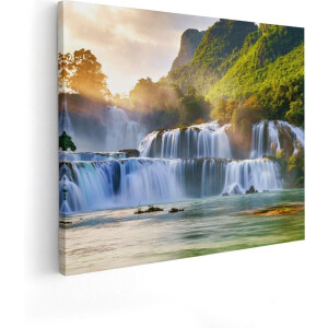 Artaza Canvas Schilderij Watervallen Tussen De Bomen - 100x80 - Groot - Foto Op Canvas - Canvas Print
