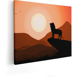 Artaza Canvas Schilderij Lion King - Silhouet Van Een Leeuw - 50x40 - Foto Op Canvas - Canvas Print