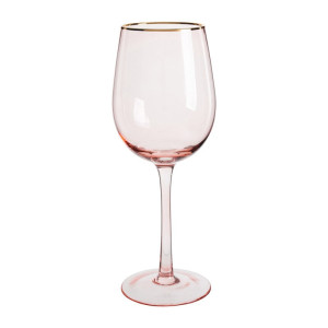 Wijnglas gouden rand - roze - 380 ml