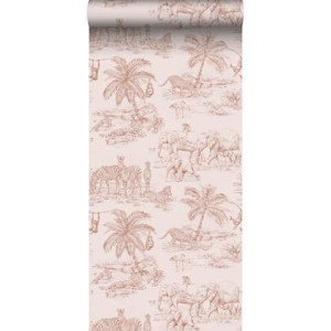 ESTAhome behang jungle dieren terracotta roze - 0,53 x 10,05 m - 13934
