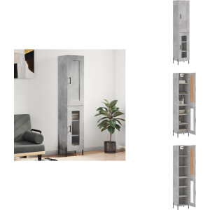 vidaXL Hoge Kast - Hoge Kasten - Dressoir - Buffetkast - Hoge kast 34-5x34x180 cm bewerkt hout betongrijs