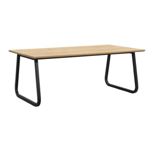 Leen Bakker - Eettafel Brigitte Rechthoekig - Naturel/zwart - 180x90 Cm - MDF - Bruin