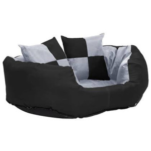 vidaXL Hondenkussen omkeerbaar en wasbaar 65x50x20 cm grijs en zwart