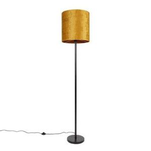 QAZQA Klassieke vloerlamp zwart kap goud 40 cm - Simplo