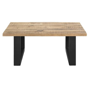 Leen Bakker - Salontafel Trevor - Mangohout - 42x100x100 Cm - Metaal/Hout - Bruin#Zwart