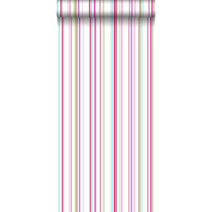 ESTAhome behang strepen multicolor op wit - 53 cm x 10,05 m - 137003