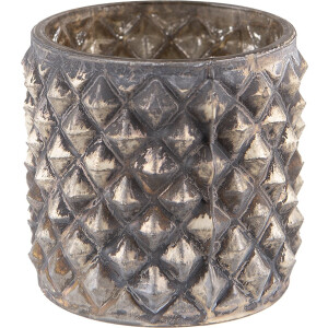 Clayre & Eef Theelichthouder Ø 8x8 cm Zwart Beige Glas