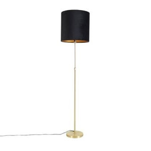 QAZQA Vloerlamp goud|messing met velours kap zwart 40|40 cm - Parte