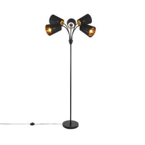 QAZQA Moderne vloerlamp zwart 5-lichts - Carmen