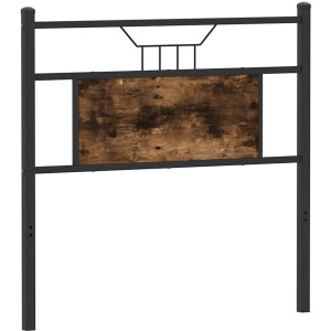 vidaXL - Hoofdbord - 80 - cm - bewerkt - hout - en - staal - gerookt - eikenkleurig
