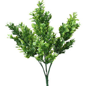 Brenzoos - Kunstbloemen voor buiten - Decoratieve nepbloemen - Kunstbuxus - Kunstbloemen planten - Levensecht - Huis tuin balkon terras - Wit groen - 7 takken (Wit Groen)