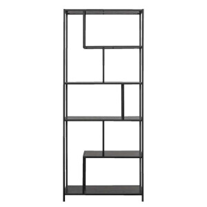 Leen Bakker - Boekenkast Jaxx - 185x77x35 Cm - MDF/Metaal - Zwart