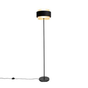 QAZQA Moderne vloerlamp zwart met goud - Elif
