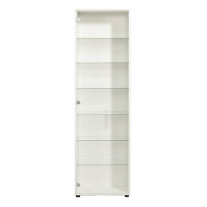 Leen Bakker - Vitrinekast Ansio - 172x50x30 Cm - Glas/Spaanplaat - Wit