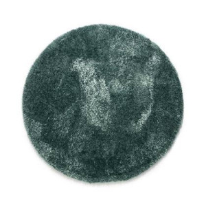Tapeso Rond hoogpolig vloerkleed velours Posh - turquoise - 80 cm rond