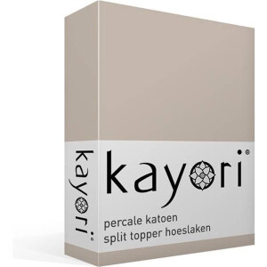Kayori Shizu - Percale katoen - Split-topper - Hoeslaken - Tweepersoons - 160x200 cm - Zand