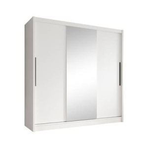 Meubella Kledingkast Alcamo - Wit - 205 cm - Met spiegel