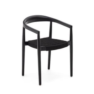 Kave Home - Ydalia stapelbare stoel in massief teakhout met zwarte