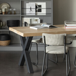 WOOOD Eettafel 'Tablo' Mangohout, met X-poot, 180 x 90cm