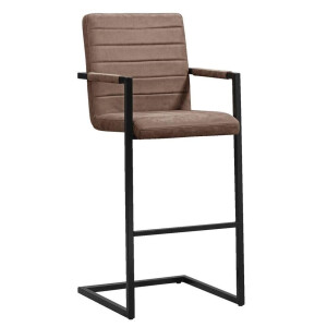 2e Halve Prijs Leen Bakker - Barkruk Lizzy - Cognac - Stof - Bruin - 50x122x55 Cm