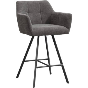 2e Halve Prijs Leen Bakker - Barkruk Clint - Antraciet - Stof/Staal - Grijs - 60x58.5x97 Cm