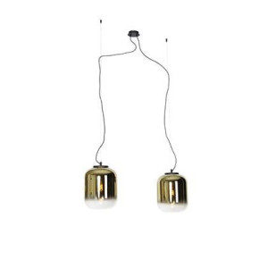 QAZQA Design hanglamp zwart met goud glas 2-lichts - Bliss