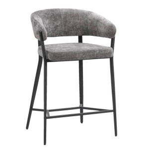 2e Halve Prijs Leen Bakker - Barkruk Liv - Stof - Grijs - 55.5x56x88 Cm