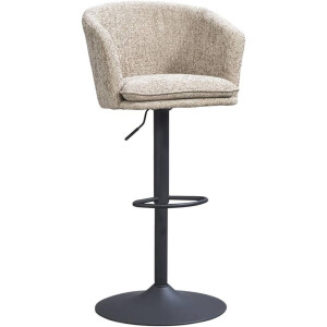 2e Halve Prijs Leen Bakker - Barkruk Willow - Stof/Staal - Beige - 56.5x56x93 Cm