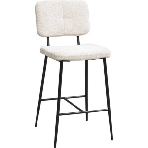 2e Halve Prijs Leen Bakker - Barkruk Lars - Stof/Staal - Crème - 57x42x101 Cm