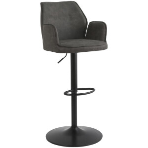 2e Halve Prijs Leen Bakker - Barkruk Raffy - Antraciet - Stof - Grijs - 50x60x90 Cm