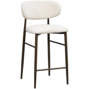 2e Halve Prijs Leen Bakker - Barkruk Tibor - Stof/Metaal - Crème - 50x44x91 Cm