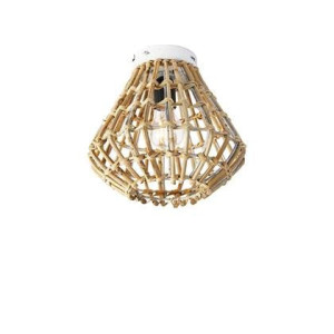 QAZQA Landelijke plafondlamp bamboe met wit - Canna Diamond
