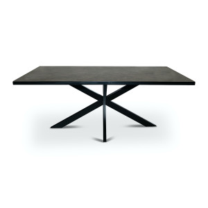 Stalux Eettafel 'Gijs' 240 x 100cm, kleur zwart / lederlook bruin