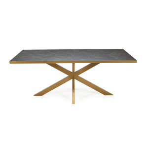 Stalux Eettafel 'Gijs' 180 x 100cm, kleur goud / zwart marmer